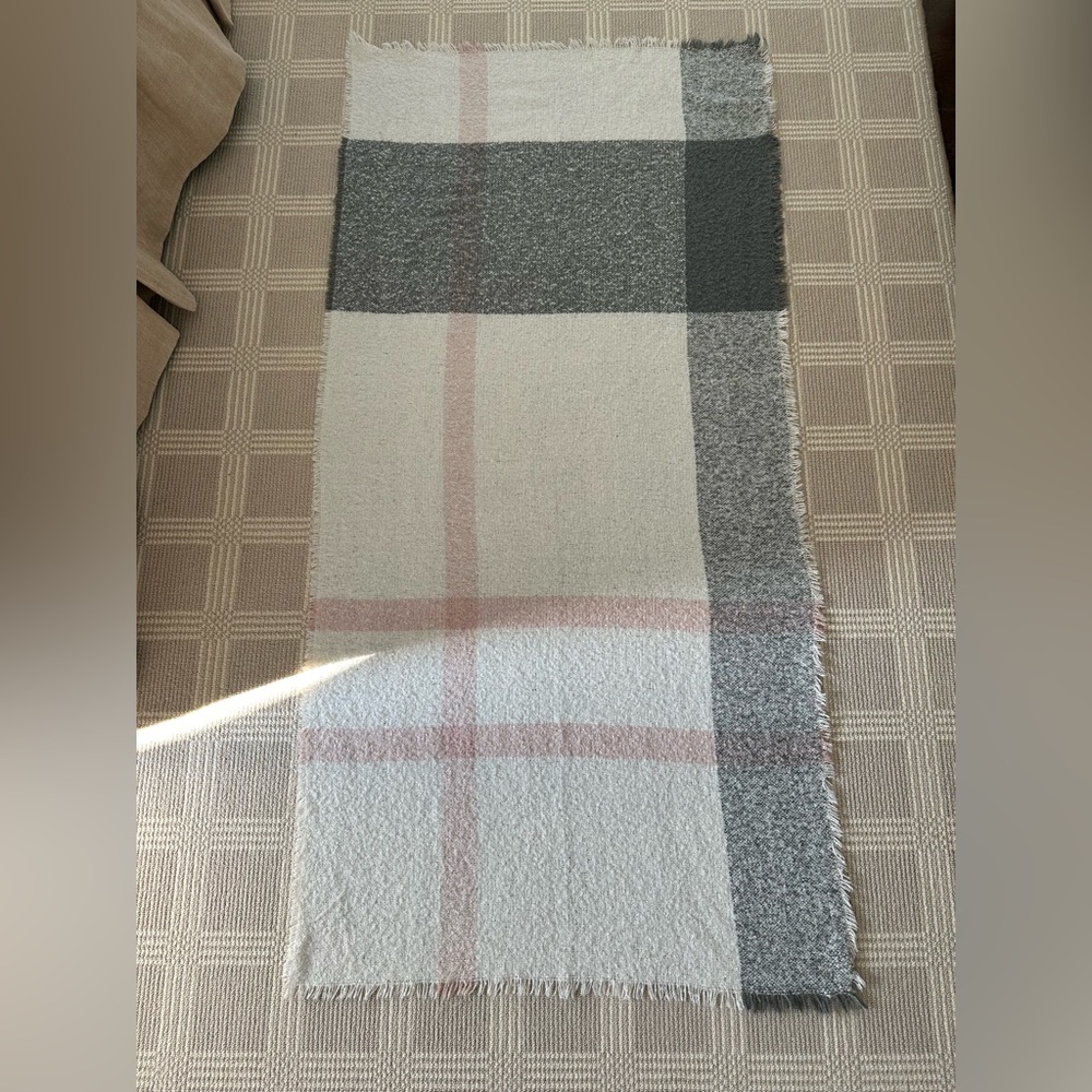 Barbour Pink Grey White Tartan Scarf
